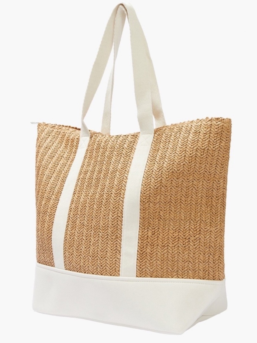 Show Me Your Mumu Sunseeker Tote White Canvas Rattan Beach Pool Tote